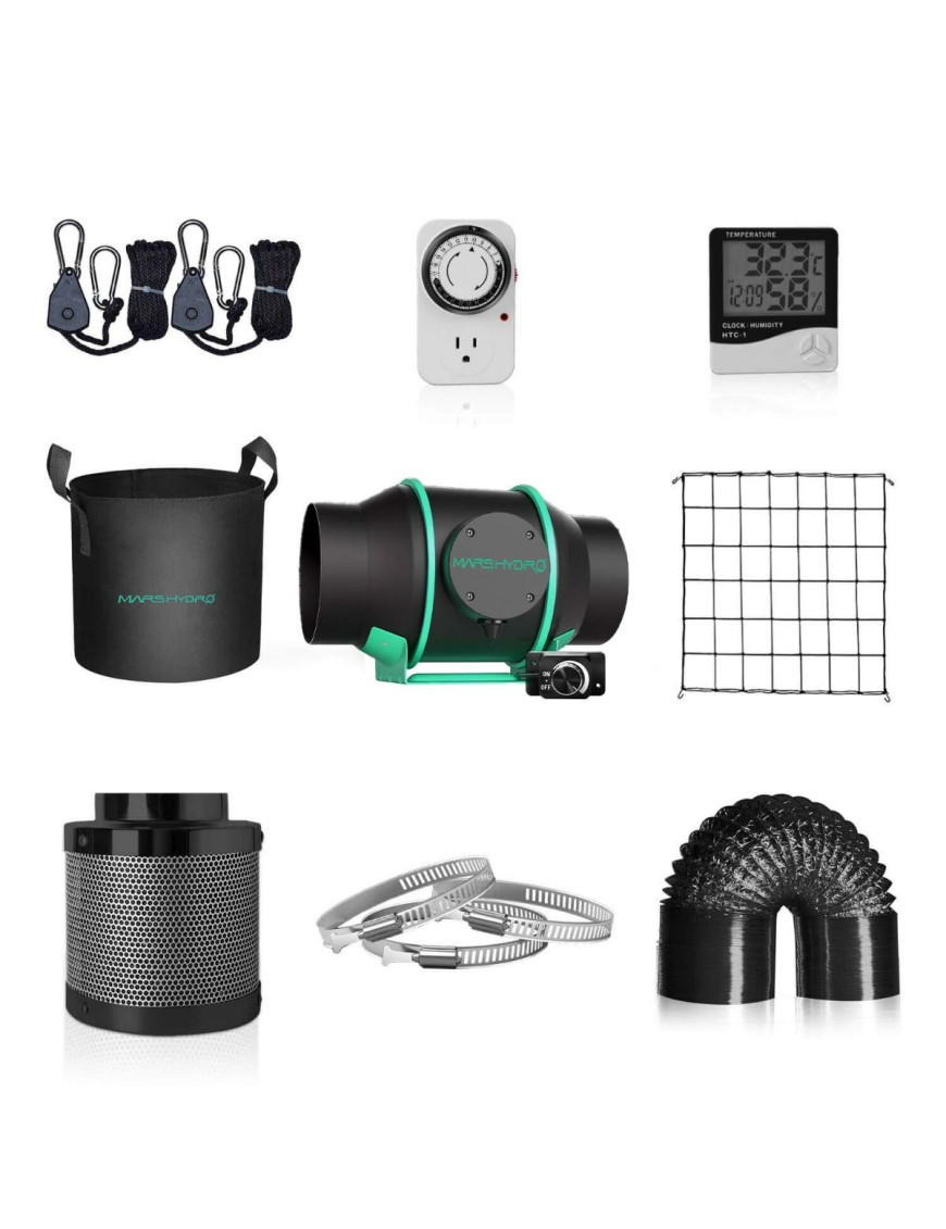 Set de ventilator și filtru Mars Hydro 4" cu control al vitezei