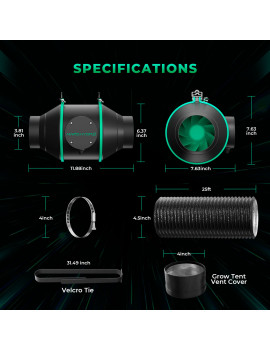 Kit complet de filtrare și ventilator iFresh Mars Hydro de 4"