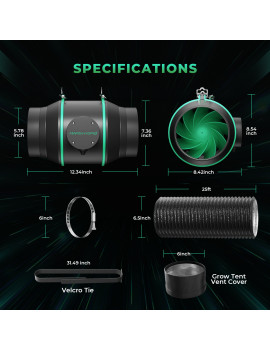 Kit complet de filtrare și ventilator iFresh Mars Hydro de 6"